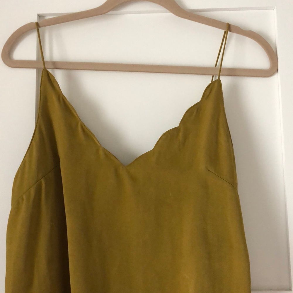 Topshop chartreuse satin tank top.